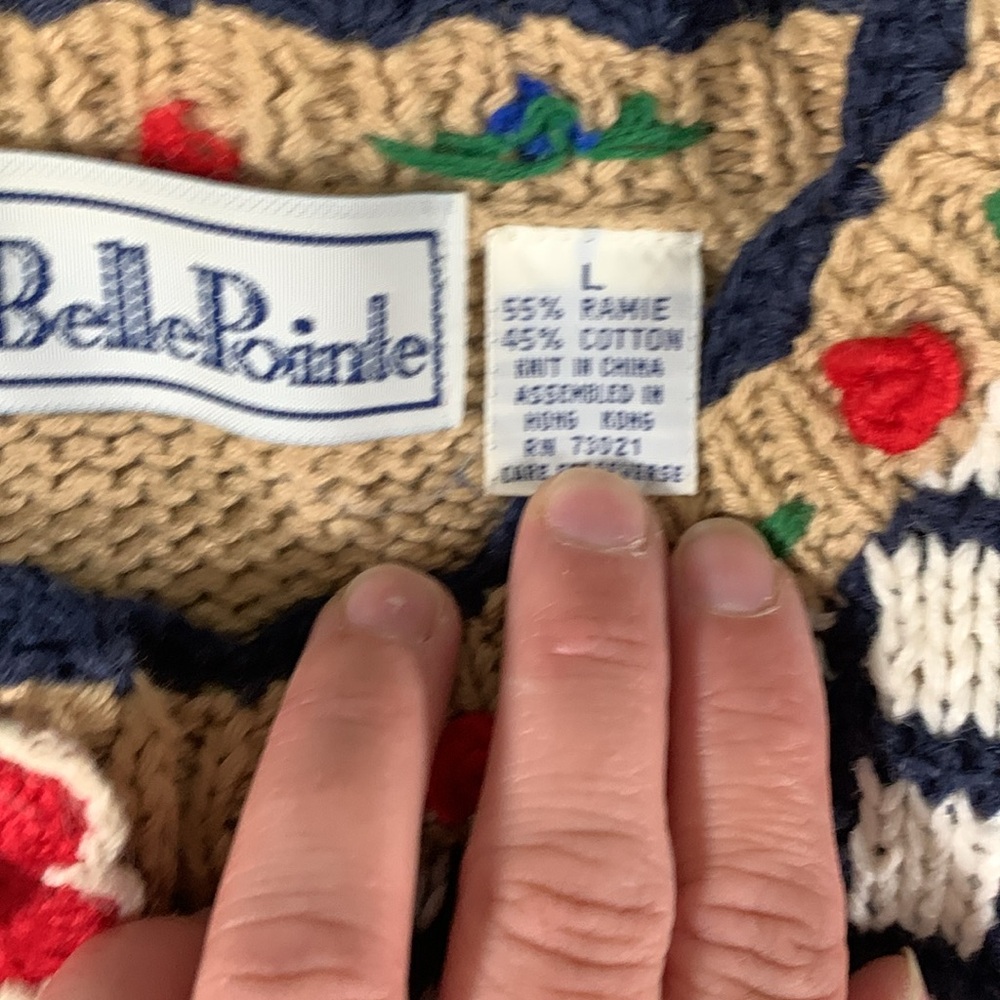 Vintage Bellepointe Patchwork Hearts Knitted Card… - image 4